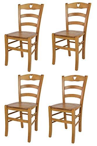 t m c s Tommychairs - 4er Set Stühle Cuore für Küche und Esszimmer, Robuste Struktur aus Buchenholz in der Farbe Eichenholz lackiert und Sitzfläche aus Holz von t m c s