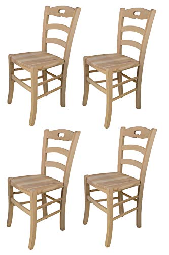 t m c s Tommychairs - 4er Set Stühle Savoie für Küche und Esszimmer, robuste Struktur aus poliertem Buchenholz, unbehandelt und 100% natürlich, Sitzfläche aus poliertem Holz von t m c s