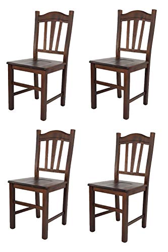 t m c s Tommychairs - 4er Set Stühle Silvana für Küche und Esszimmer, Robuste Struktur aus Buchenholz, in der Farbe Dunkles Nussbraun lackiert und Sitzfläche aus Holz von t m c s