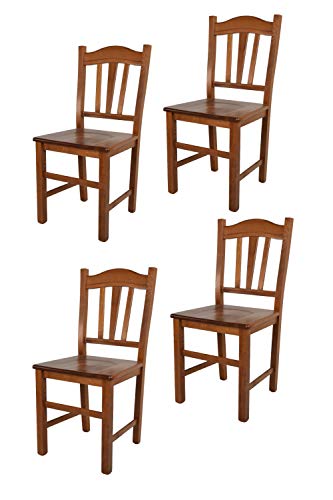 Tommychairs - 4er Set Stühle Silvana für Küche und Esszimmer, Robuste Struktur aus Buchenholz, in der Farbe Helles Nussbraun lackiert und Sitzfläche aus Holz von t m c s