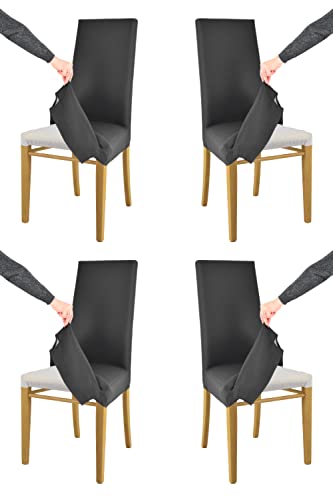 Tommychairs - 4er Set gepolsterte Stühle JAZZ mit herausnehmbarem Bezug Struktur aus lackiertem Buchenholz Farbe Eiche, gepolstert und mit herausnehmbarem Bezug aus Stoff Farbe Schwarz bezogen von t m c s