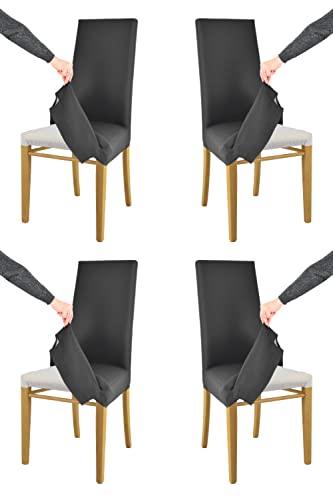 Tommychairs - 4er Set gepolsterte Stühle JAZZ mit herausnehmbarem Bezug Struktur aus lackiertem Buchenholz Farbe Eiche, gepolstert und mit herausnehmbarem Bezug aus Stoff Farbe Schwarz bezogen von t m c s