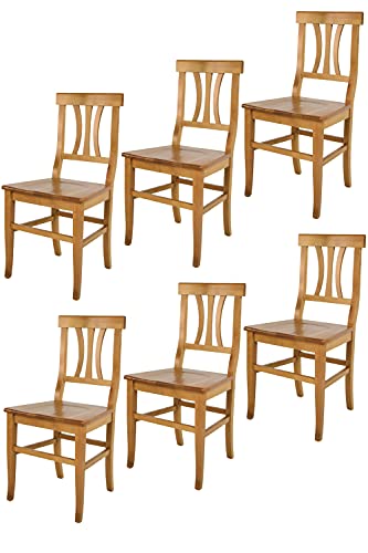 t m c s Tommychairs - 6er Set Stühle Artemisia für Küche und Esszimmer, robuste Struktur und Sitzfläche aus lackiertem Buchenholz im Farbton Eichenholz von t m c s