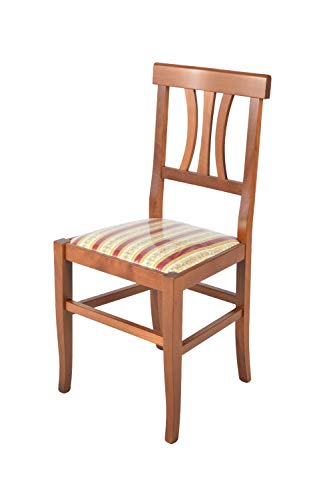 t m c s Tommychairs - Stuhl Artemisia für Küche und Esszimmer, Robuste Struktur aus lackiertem Buchenholz in der Farbe Helles Nussbraun und gepolsterte Sitzfläche mit Liseré Stoff bezogen von t m c s