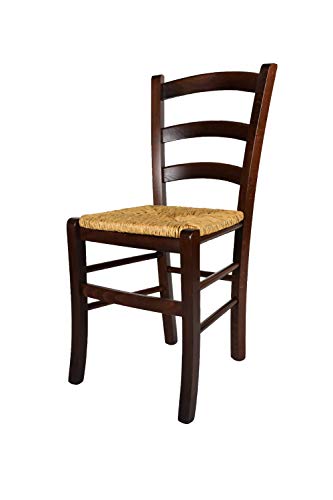 t m c s Tommychairs - Stuhl Venezia für Küche und Esszimmer, Robuste Struktur aus lackiertem Buchenholz im Farbton Dunkles Nussbraun und Sitzfläche aus Stroh von t m c s