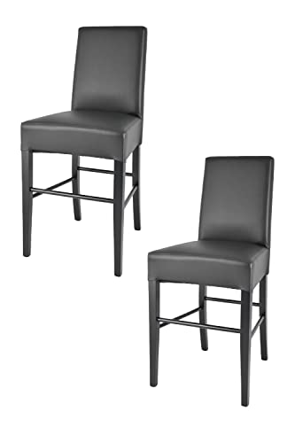 t m c s Tommychairs - 2er Set Moderne Barhocker Luisa, robuste Struktur aus lackiertem Buchenholz Farbe Schwarz, gepolstert und mit Kunstleder in der Farbe Schwarz bezogen von t m c s