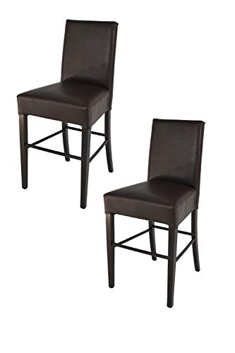 t m c s Tommychairs - 2er Set Moderne Barhocker Luisa, robuste Struktur aus lackiertem Buchenholz Farbe Wengeholz, gepolstert und mit Kunstleder in der Farbe Braun bezogen von t m c s