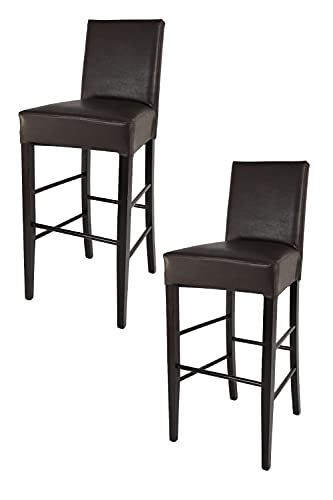 t m c s Tommychairs - 2er Set Moderne Barhocker Luisa, robuste Struktur aus lackiertem Buchenholz Farbe Wengeholz, gepolstert und mit Kunstleder in der Farbe Braun bezogen von t m c s