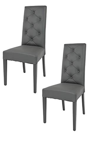 t m c s Tommychairs - 2er Set Moderne Stühle Chantal für Küche und Esszimmer, robuste Struktur aus lackiertem Buchenholz Farbe Dunkelgrau, gepolstert und mit dunkelgrauem Kunstleder bezogen von t m c s