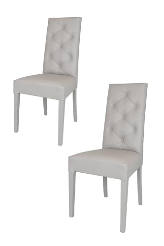 t m c s Tommychairs - 2er Set Moderne Stühle Chantal für Küche und Esszimmer, robuste Struktur aus lackiertem Buchenholz Farbe Hellgrau, gepolstert und mit hellgrauem Kunstleder bezogen t m c s Tommychairs - 2er Set Moderne Stühle Chantal für Küche und Esszimmer, robuste Struktur aus lackiertem Buchenholz Farbe Hellgrau, gepolstert und mit hellgrauem Kunstleder bezogen von t m c s