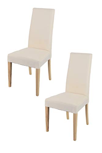 t m c s Tommychairs - 2er Set Moderne Stühle Chiara für Küche und Esszimmer, robuste Struktur aus lackiertem Buchenholz Farbe Naturfarben, gepolstert und mit Stoff in der Farbe Elfenbein bezogen von t m c s