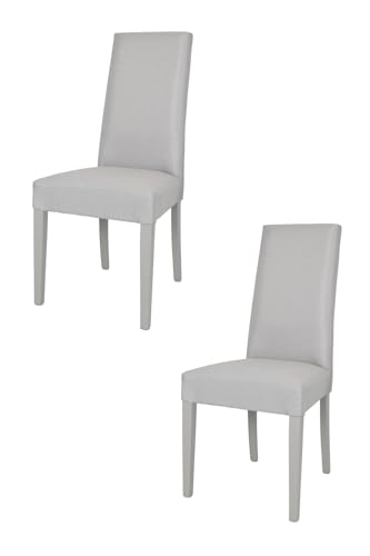 t m c s Tommychairs - 2er Set Moderne Stühle Chiara für Küche und Esszimmer, robuste Struktur aus lackiertem Buchenholz Farbe Perlgrau, gepolstert und mit Stoff in der Farbe Perlgrau bezogen von t m c s