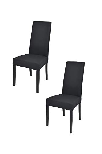 t m c s Tommychairs - 2er Set Moderne Stühle Chiara für Küche und Esszimmer, robuste Struktur aus lackiertem Buchenholz Farbe Schwarz, gepolstert und mit Stoff in der Farbe Schwarz bezogen von t m c s