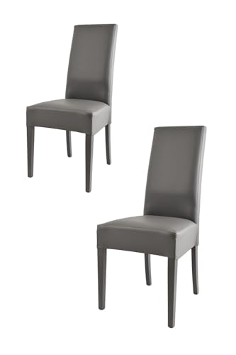 t m c s Tommychairs - 2er Set Moderne Stühle Luisa für Küche und Esszimmer, robuste Struktur aus lackiertem Buchenholz Farbe Dunkelgrau, Gepolstert und mit dunkelgrauem Kunstleder bezogen von t m c s