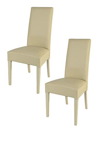 t m c s Tommychairs - 2er Set Moderne Stühle Luisa für Küche und Esszimmer, robuste Struktur aus lackiertem Buchenholz Farbe Sand, Gepolstert und mit Kunstleder in der Farbe Sand bezogen von t m c s