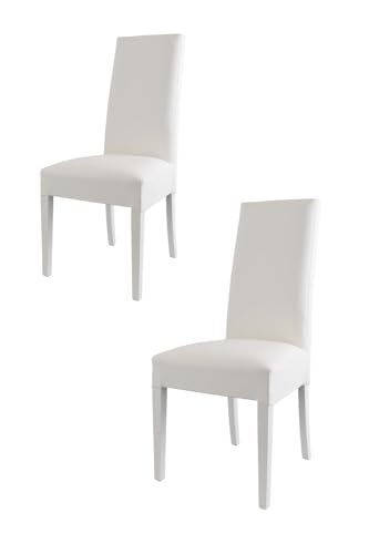 t m c s Tommychairs - 2er Set Moderne Stühle Luisa für Küche und Esszimmer, robuste Struktur aus lackiertem Buchenholz Farbe Weiss, Gepolstert und mit weissem Kunstleder bezogen von t m c s