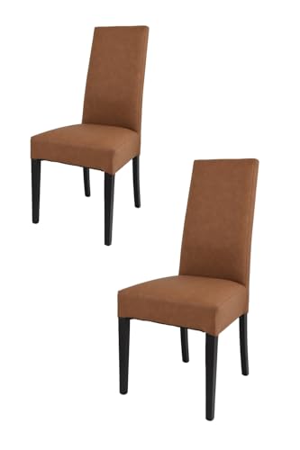 t m c s Tommychairs - 2er Set Moderne Stühle Luisa für Küche und Esszimmer, robuste Struktur aus lackiertem Buchenholz Farbe Wengeholz, Gepolstert und mit Kunstleder in der Lederfarbe bezogen von t m c s