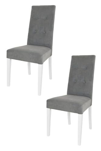 t m c s Tommychairs - 2er Set Moderne Stühle Nicole für Küche und Esszimmer, robuste Struktur aus lackiertem Buchenholz Farbe Weiss, gepolstert und mit Dunkelgrau Samt bezogen t m c s Tommychairs - 2er Set Moderne Stühle Nicole für Küche und Esszimmer, robuste Struktur aus lackiertem Buchenholz Farbe Weiss, gepolstert und mit Dunkelgrau Samt bezogen von t m c s