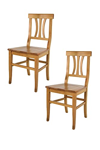 t m c s Tommychairs - 2er Set Stühle Artemisia für Küche und Esszimmer, robuste Struktur und Sitzfläche aus lackiertem Buchenholz im Farbton Eichenholz von t m c s