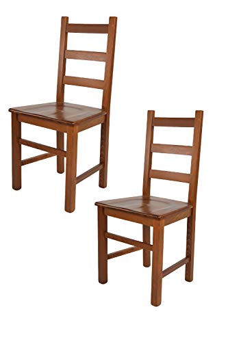 t m c s Tommychairs - 2er Set Stühle Rustica für Küche und Esszimmer, Robuste Struktur aus Buchenholz, in der Farbe Helles Nussbraun lackiert und Sitzfläche aus Holz von t m c s