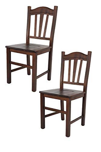 t m c s Tommychairs - 2er Set Stühle Silvana für Küche und Esszimmer, Robuste Struktur aus Buchenholz, in der Farbe Dunkles Nussbraun lackiert und Sitzfläche aus Holz von t m c s
