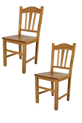 t m c s Tommychairs - 2er Set Stühle Silvana für Küche und Esszimmer, Robuste Struktur aus Buchenholz, in der Farbe Eichenholz lackiert und Sitzfläche aus Holz von t m c s