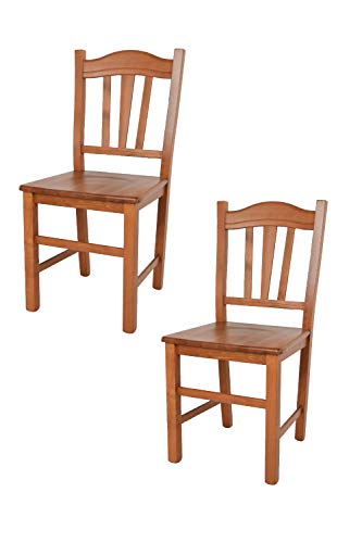 t m c s Tommychairs - 2er Set Stühle Silvana für Küche und Esszimmer, Robuste Struktur aus Buchenholz, in der Farbe Kirschholz lackiert und Sitzfläche aus Holz von t m c s