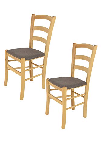t m c s Tommychairs - 2er Set Stühle Venice für Küche und Esszimmer, robuste Struktur aus lackiertem Buchenholz Farbe Naturfarben und gepolsterte Sitzfläche mit Stoff Farbe Rehbraun bezogen t m c s Tommychairs - 2er Set Stühle Venice für Küche und Esszimmer, robuste Struktur aus lackiertem Buchenholz Farbe Naturfarben und gepolsterte Sitzfläche mit Stoff Farbe Rehbraun bezogen von t m c s