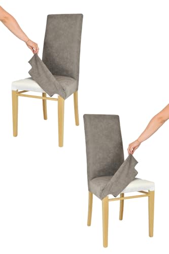 t m c s Tommychairs-2er Set gepolsterte Stühle Jazz mit herausnehmbarem Bezug,Struktur aus lackiertem Buchenholz Eiche,gepolstert und mit herausnehmbarem Bezug aus Stoff in Zementgrau bezogen von t m c s