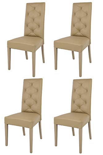 t m c s Tommychairs - 4er Set Moderne Stühle Chantal für Küche und Esszimmer, robuste Struktur aus lackiertem Buchenholz Farbe Cappuccino, gepolstert und mit Kunstleder Farbe Cappuccino bezogen von t m c s