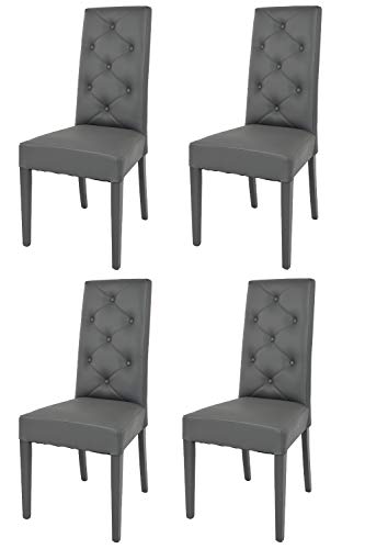 t m c s Tommychairs - 4er Set Moderne Stühle Chantal für Küche und Esszimmer, robuste Struktur aus lackiertem Buchenholz Farbe Dunkelgrau, gepolstert und mit dunkelgrauem Kunstleder bezogen von t m c s