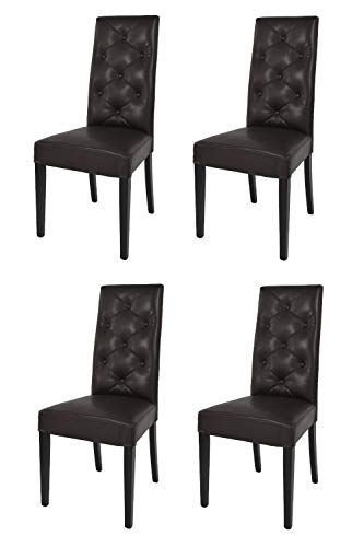 t m c s Tommychairs - 4er Set Moderne Stühle Chantal für Küche und Esszimmer, robuste Struktur aus lackiertem Buchenholz Farbe Wengeholz, gepolstert und mit Kunstleder in der Farbe Braun bezogen von t m c s