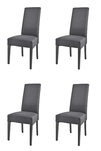 t m c s Tommychairs - 4er Set Moderne Stühle Chiara für Küche und Esszimmer, robuste Struktur aus lackiertem Buchenholz Farbe Dunkelgrau, gepolstert und mit Stoff in der Farbe Dunkelgrau bezogen von t m c s