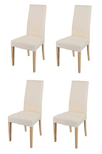 t m c s Tommychairs - 4er Set Moderne Stühle Chiara für Küche und Esszimmer, robuste Struktur aus lackiertem Buchenholz Farbe Naturfarben, gepolstert und mit Stoff in der Farbe Elfenbein bezogen von t m c s