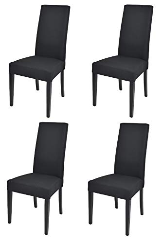 t m c s Tommychairs - 4er Set Moderne Stühle Chiara für Küche und Esszimmer, robuste Struktur aus lackiertem Buchenholz Farbe Schwarz, gepolstert und mit Stoff in der Farbe Schwarz bezogen von t m c s