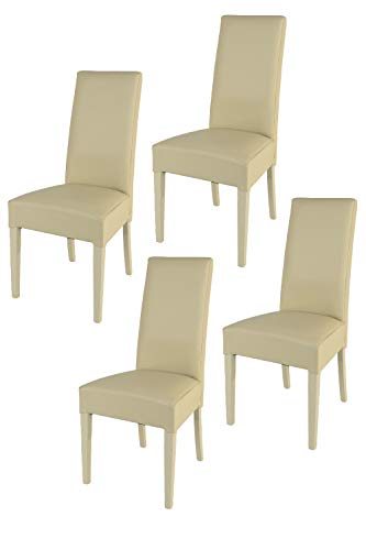 t m c s Tommychairs - 4er Set Moderne Stühle Luisa für Küche und Esszimmer, robuste Struktur aus lackiertem Buchenholz Farbe Sand, Gepolstert und mit Kunstleder in der Farbe Sand bezogen von t m c s