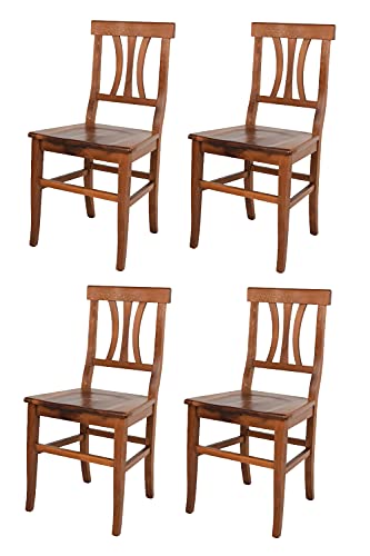 t m c s Tommychairs - 4er Set Stühle Artemisia für Küche und Esszimmer, robuste Struktur und Sitzfläche aus lackiertem Buchenholz im antike Walnussfarbe von t m c s