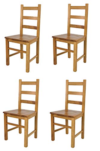 t m c s Tommychairs - 4er Set Stühle Rustica für Küche und Esszimmer, Robuste Struktur aus Buchenholz, in der Farbe Eichenholz lackiert und Sitzfläche aus Holz von t m c s