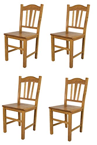 t m c s Tommychairs - 4er Set Stühle Silvana für Küche und Esszimmer, Robuste Struktur aus Buchenholz, in der Farbe Eichenholz lackiert und Sitzfläche aus Holz von t m c s