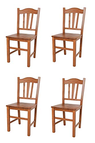 t m c s Tommychairs - 4er Set Stühle Silvana für Küche und Esszimmer, Robuste Struktur aus Buchenholz, in der Farbe Kirschholz lackiert und Sitzfläche aus Holz von t m c s