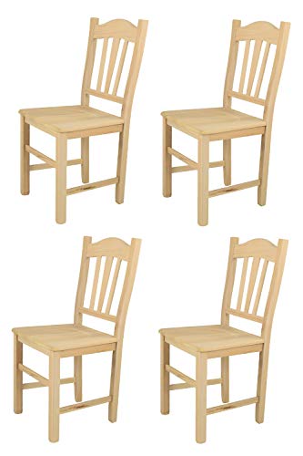 t m c s Tommychairs - 4er Set Stühle Silvana für Küche und Esszimmer, robuste Struktur aus poliertem Buchenholz, unbehandelt und 100% natürlich, Sitzfläche aus poliertem Holz von t m c s