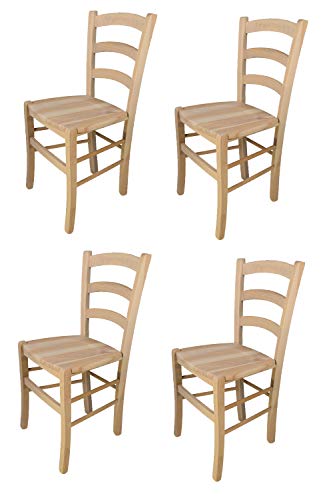 t m c s Tommychairs - 4er Set Stühle Venezia für Küche und Esszimmer, robuste Struktur aus poliertem Buchenholz, unbehandelt und 100% natürlich, Sitzfläche aus poliertem Holz von t m c s