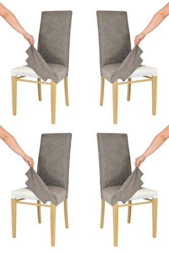 t m c s Tommychairs-4er Set gepolsterte Stühle Jazz mit herausnehmbarem Bezug,Struktur aus lackiertem Buchenholz Eiche,gepolstert und mit herausnehmbarem Bezug aus Stoff in Zementgrau bezogen von t m c s