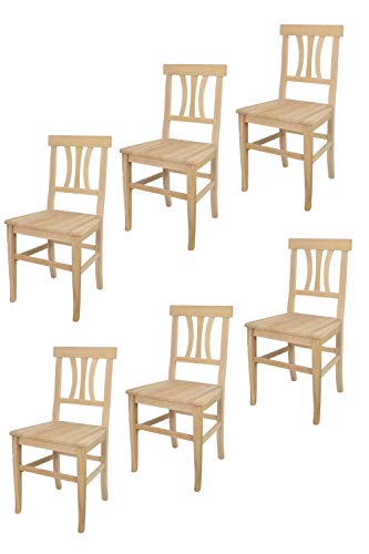 t m c s Tommychairs - 6er Set Stühle Artemisia für Küche und Esszimmer, robuste Struktur aus poliertem Buchenholz, unbehandelt und 100% natürlich, Sitzfläche aus poliertem Holz von t m c s