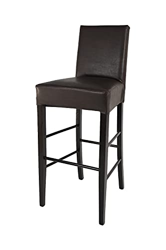 t m c s Tommychairs Moderne Barhocker Luisa, robuste Struktur aus lackiertem Buchenholz Farbe Wengeholz, gepolstert und mit Kunstleder in der Farbe Braun bezogen von t m c s