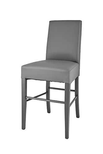 t m c s Tommychairs - Moderner Barhocker Luisa, robuste Struktur aus lackiertem Buchenholz Farbe Dunkelgrau, gepolstert und mit Kunstleder in der Farbe Dunkelgrau bezogen von t m c s