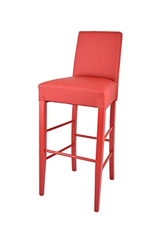 t m c s Tommychairs - Moderner Barhocker Luisa, robuste Struktur aus lackiertem Buchenholz Farbe Rot, gepolstert und mit Kunstleder in der Farbe Rot bezogen von t m c s