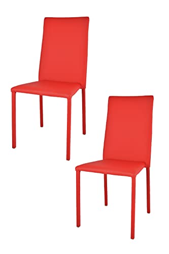 t m c s Tommychairs - Set von 2 stapelbaren Stühlen Modell Julia für Küche, Bar und Esszimmer, Robustes Gestell aus Stahl, gepolstert und mit rotem Kunstleder bezogen t m c s Tommychairs - Set von 2 stapelbaren Stühlen Modell Julia für Küche, Bar und Esszimmer, Robustes Gestell aus Stahl, gepolstert und mit rotem Kunstleder bezogen von t m c s