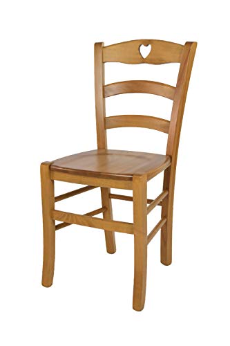 t m c s Tommychairs - Stuhl Cuore für Küche und Esszimmer, Robuste Struktur aus Buchenholz in der Farbe Eichenholz lackiert und Sitzfläche aus Holz von t m c s