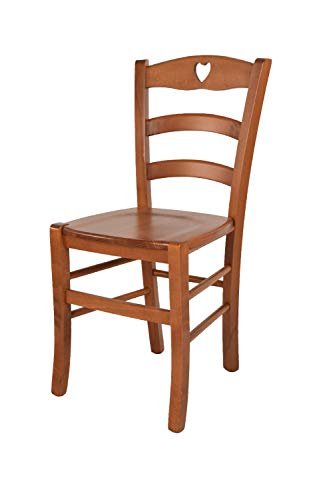 t m c s Tommychairs - Stuhl Cuore für Küche und Esszimmer, Robuste Struktur aus Buchenholz in der Farbe Kirschholz lackiert und Sitzfläche aus Holz von t m c s